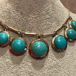 Blue Howlite Necklace 1/2 Circles Discs 17”